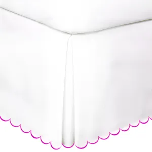Allena 400TC Sateen Solid Cotton Scallop Embroidery Tailored Bed Skirt
