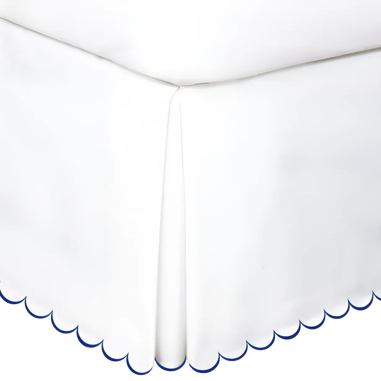 Allena 400TC Sateen Solid Cotton Scallop Embroidery Tailored Bed Skirt