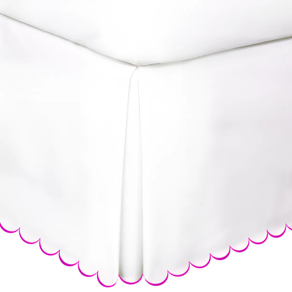 Allena 400TC Sateen Solid Cotton Scallop Embroidery Tailored Bed Skirt