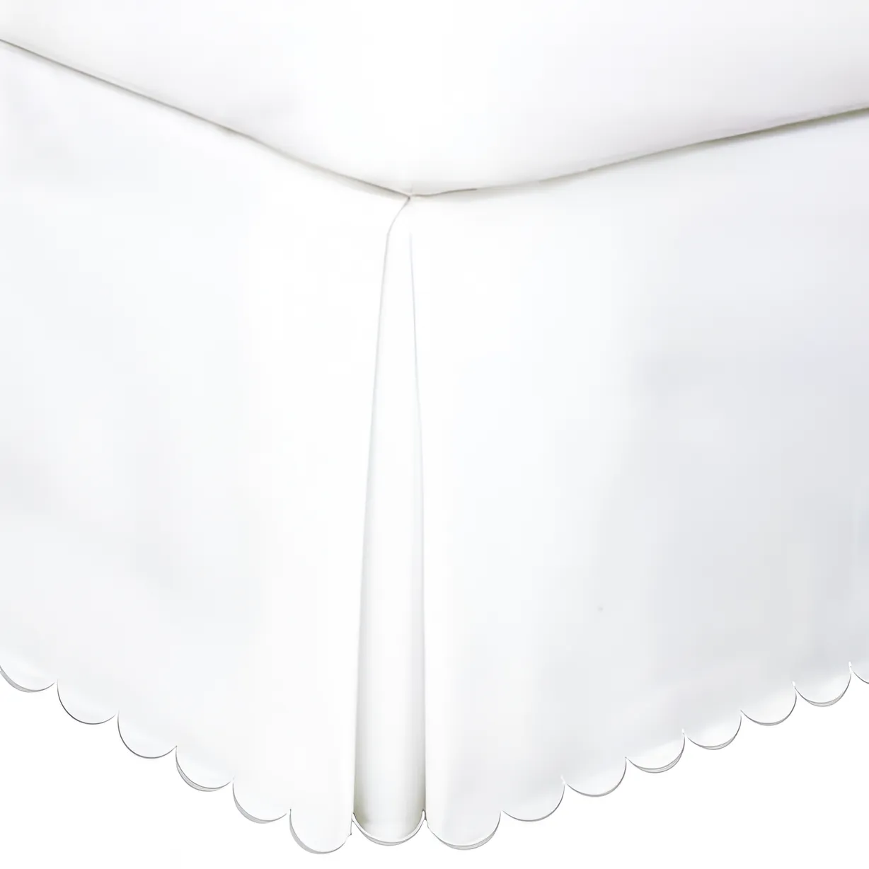 Allena 400TC Sateen Solid Cotton Scallop Embroidery Tailored Bed Skirt
