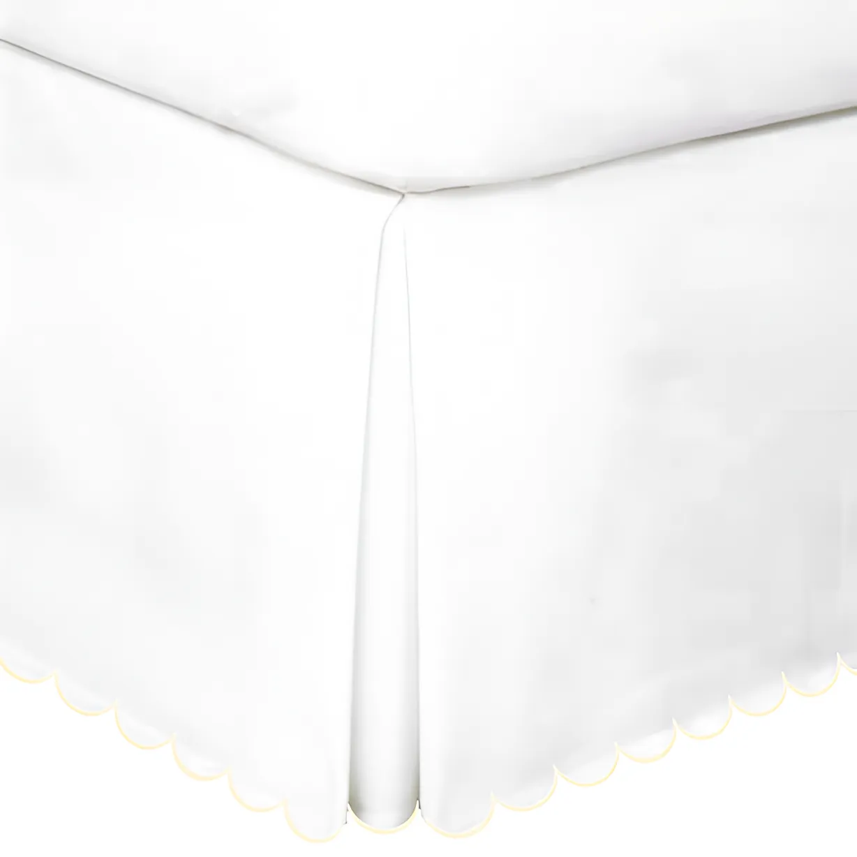 Allena 400TC Sateen Solid Cotton Scallop Embroidery Tailored Bed Skirt