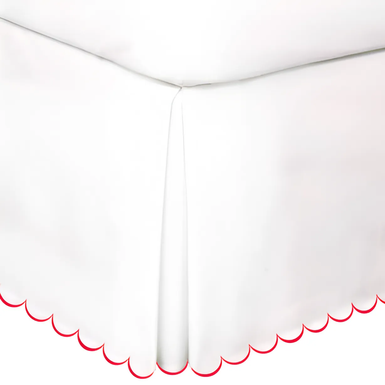 Allena 400TC Sateen Solid Cotton Scallop Embroidery Tailored Bed Skirt