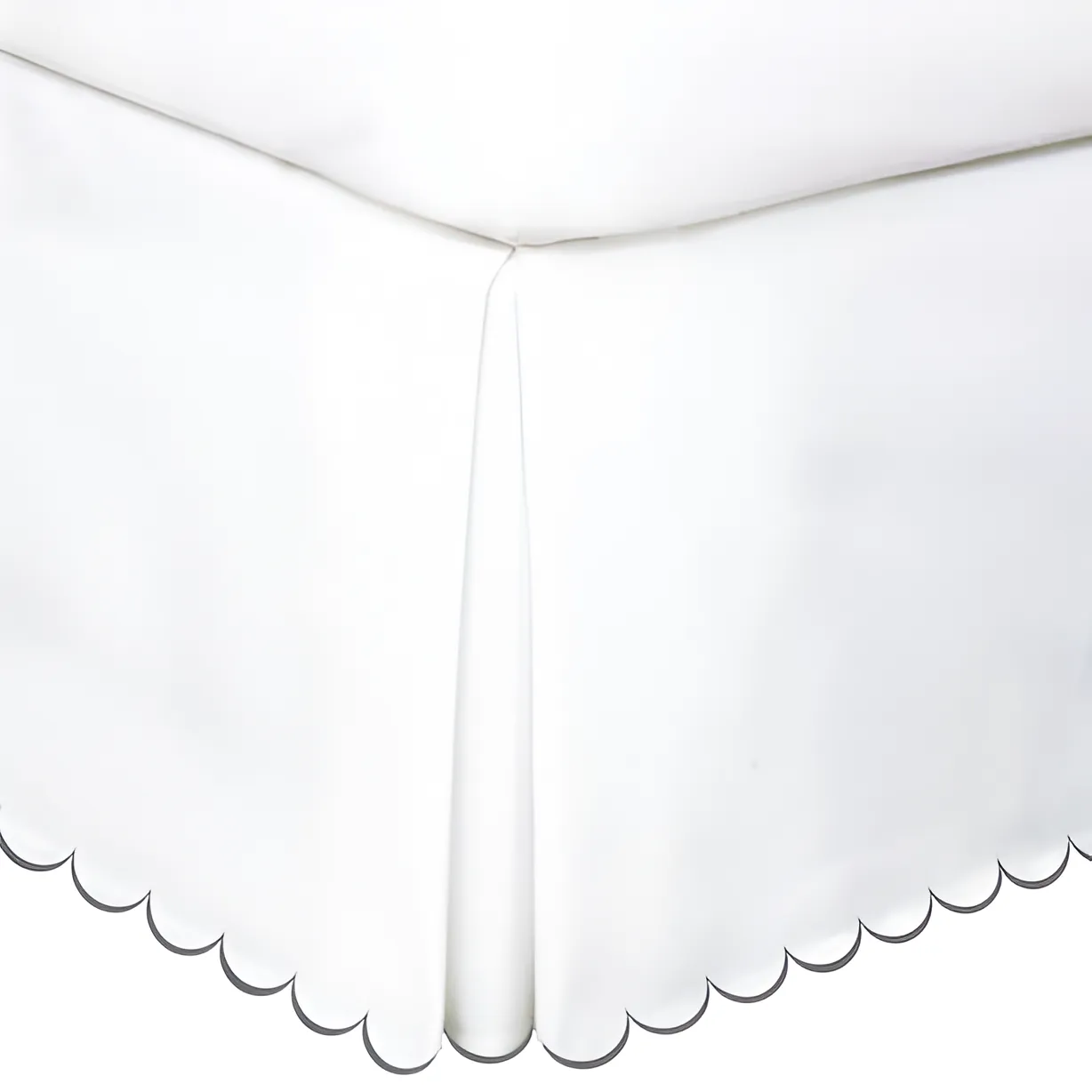 Allena 400TC Sateen Solid Cotton Scallop Embroidery Tailored Bed Skirt