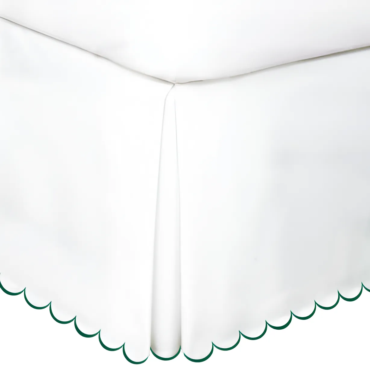 Allena 400TC Sateen Solid Cotton Scallop Embroidery Tailored Bed Skirt