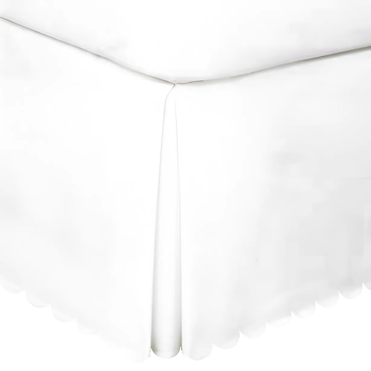 Allena 400TC Sateen Solid Cotton Scallop Embroidery Tailored Bed Skirt