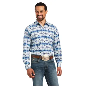 Ariat® Irvin Men's Long Sleeve Western Shirt -  Blue and Yellow Aztec