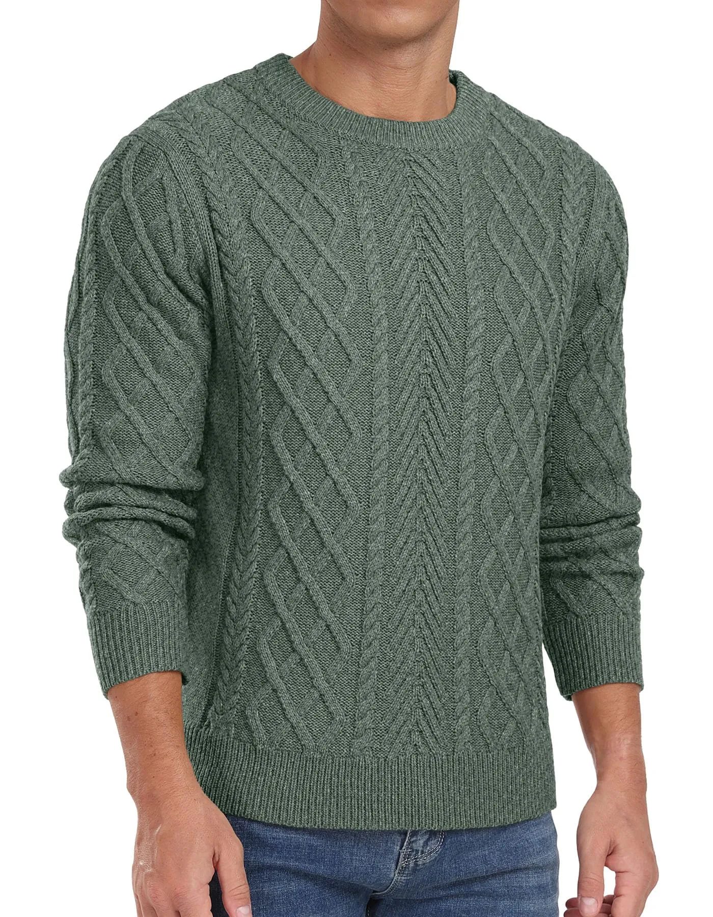 Askdeer Men's Fisherman Textured Pullover Sweater Casual Long Sleeve Crewneck Sweater Classic Soft Knitted Sweaters
