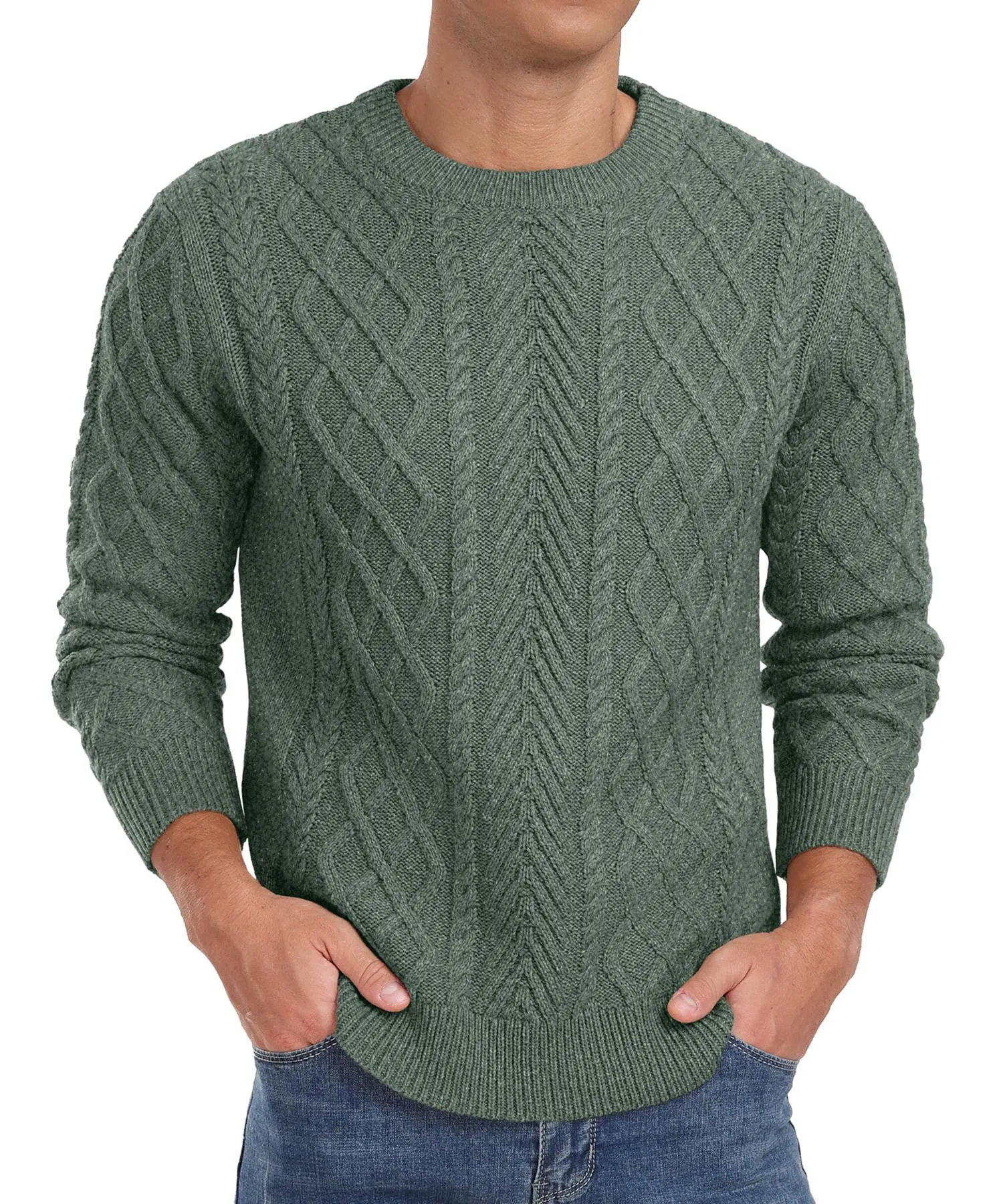 Askdeer Men's Fisherman Textured Pullover Sweater Casual Long Sleeve Crewneck Sweater Classic Soft Knitted Sweaters