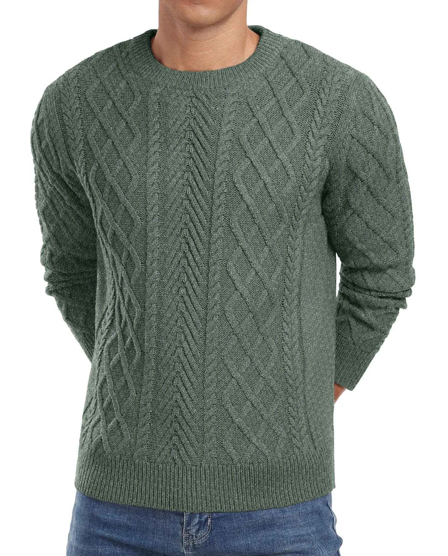Askdeer Men's Fisherman Textured Pullover Sweater Casual Long Sleeve Crewneck Sweater Classic Soft Knitted Sweaters