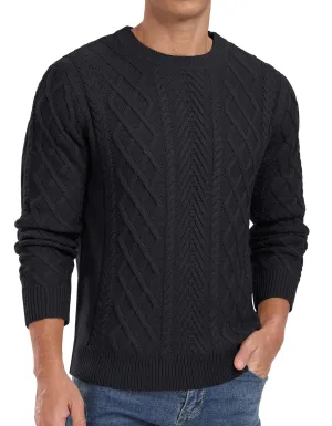 Askdeer Men's Fisherman Textured Pullover Sweater Casual Long Sleeve Crewneck Sweater Classic Soft Knitted Sweaters