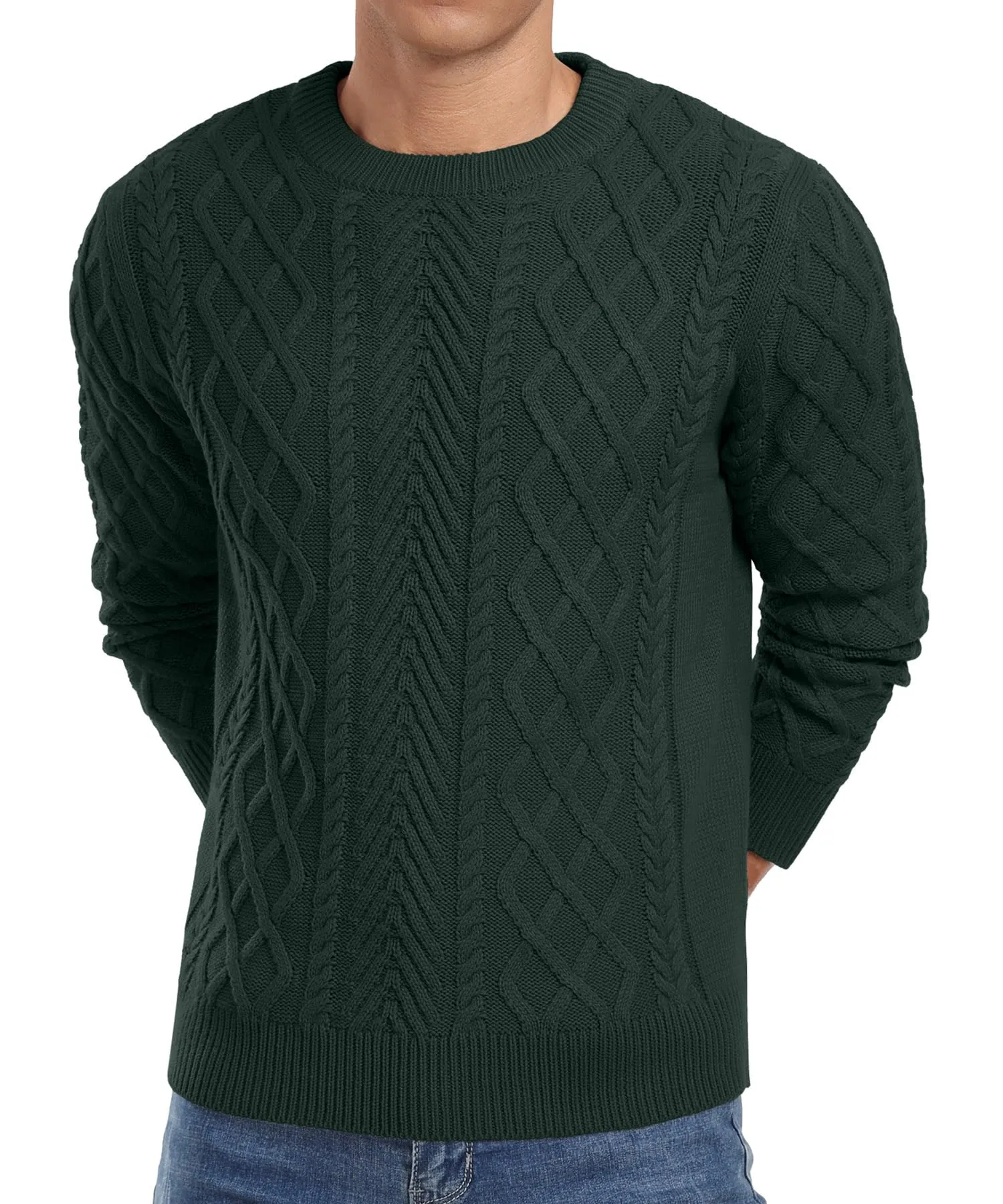 Askdeer Men's Fisherman Textured Pullover Sweater Casual Long Sleeve Crewneck Sweater Classic Soft Knitted Sweaters