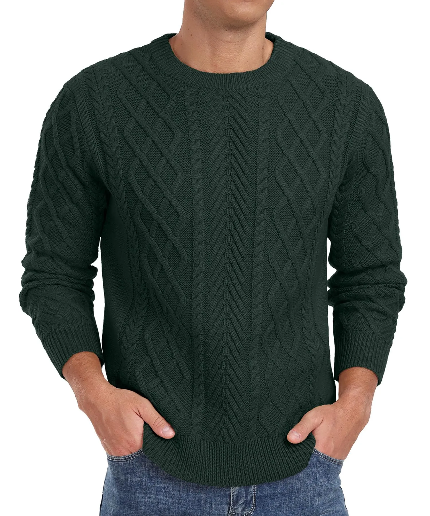 Askdeer Men's Fisherman Textured Pullover Sweater Casual Long Sleeve Crewneck Sweater Classic Soft Knitted Sweaters