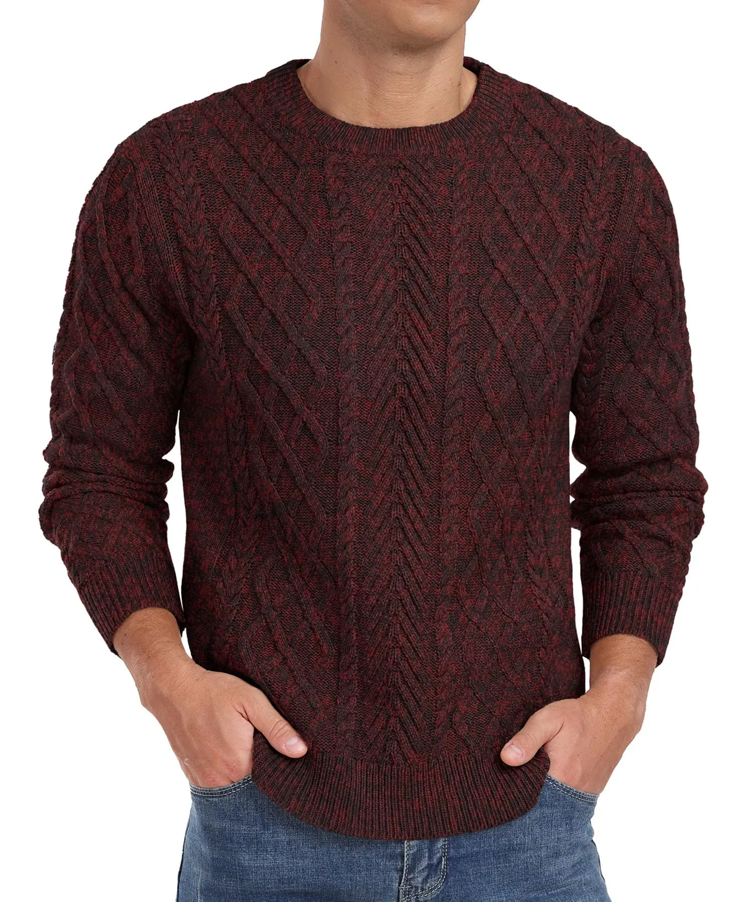 Askdeer Men's Fisherman Textured Pullover Sweater Casual Long Sleeve Crewneck Sweater Classic Soft Knitted Sweaters