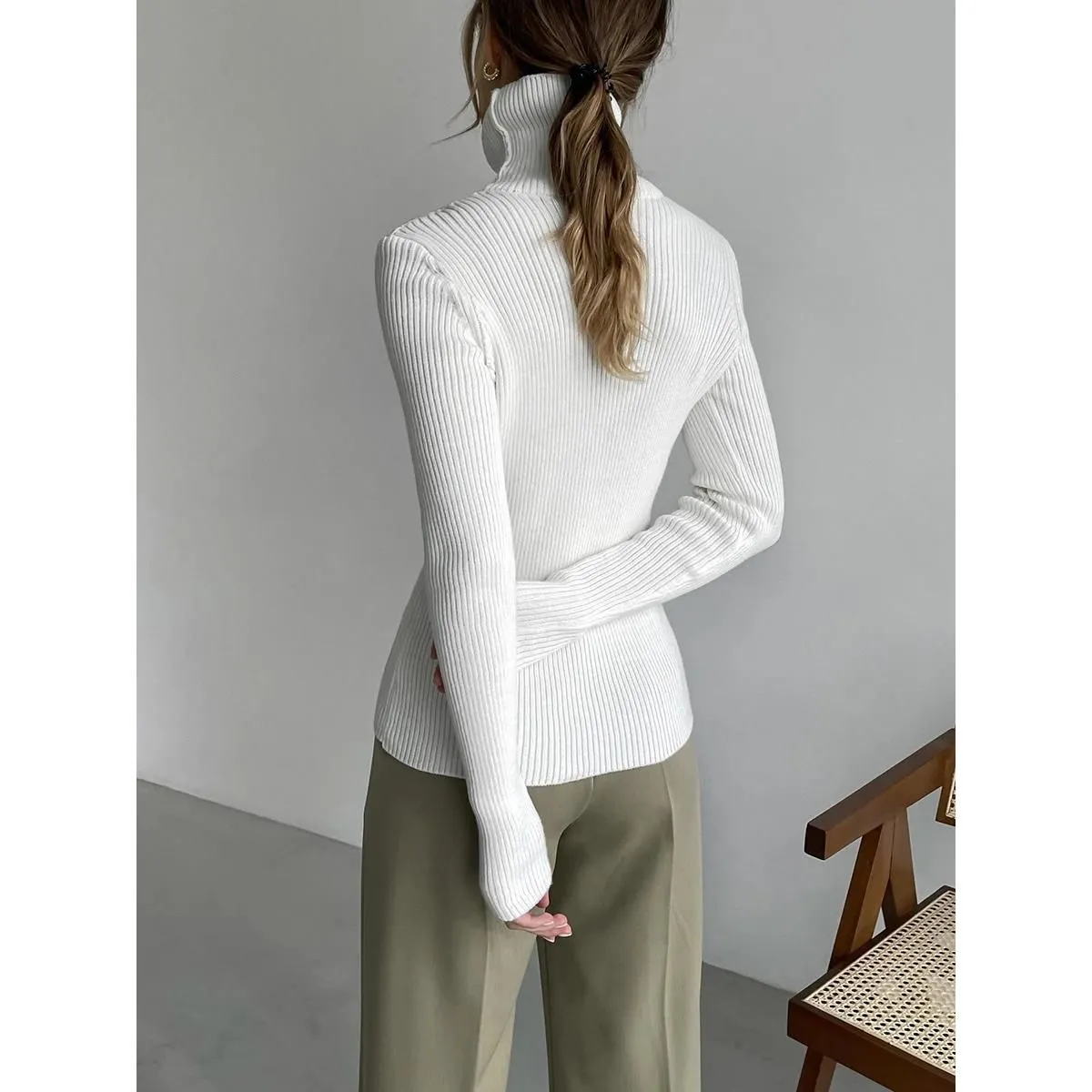 Autumn Winter Thick Turtleneck Sweater for Women