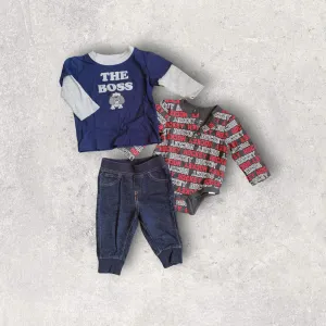 BABY BOY SIZE 3/6 MONTHS - GEORGE & JOE FRESH, 3 Piece Mix N Match Outfit EUC B18