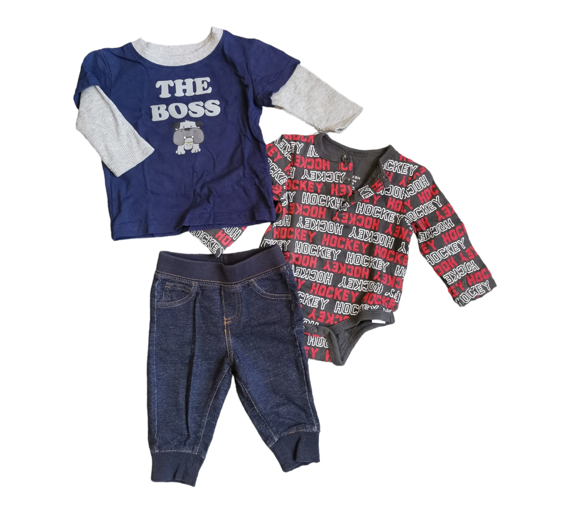 BABY BOY SIZE 3/6 MONTHS - GEORGE & JOE FRESH, 3 Piece Mix N Match Outfit EUC B18
