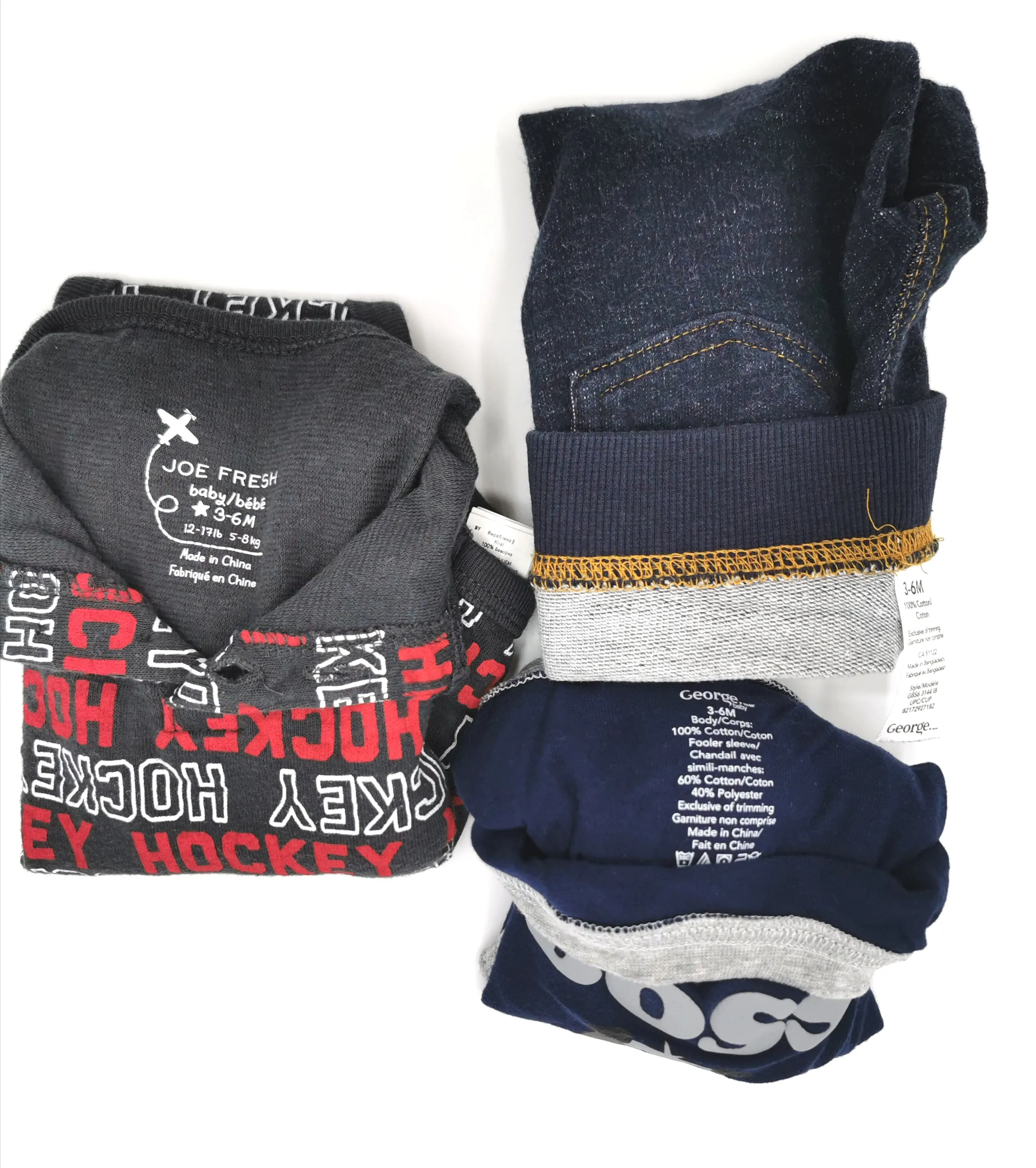 BABY BOY SIZE 3/6 MONTHS - GEORGE & JOE FRESH, 3 Piece Mix N Match Outfit EUC B18