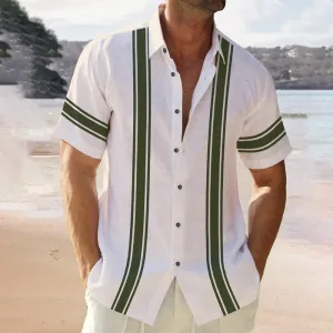 Basic Striped Printed Short Sleeve Shirt