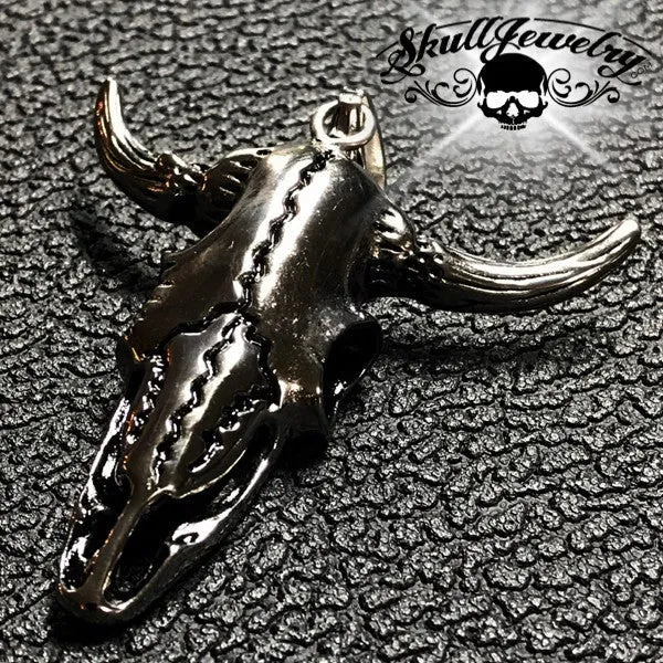Big & Bold Steer w/Horns Pendant (p072stainless)