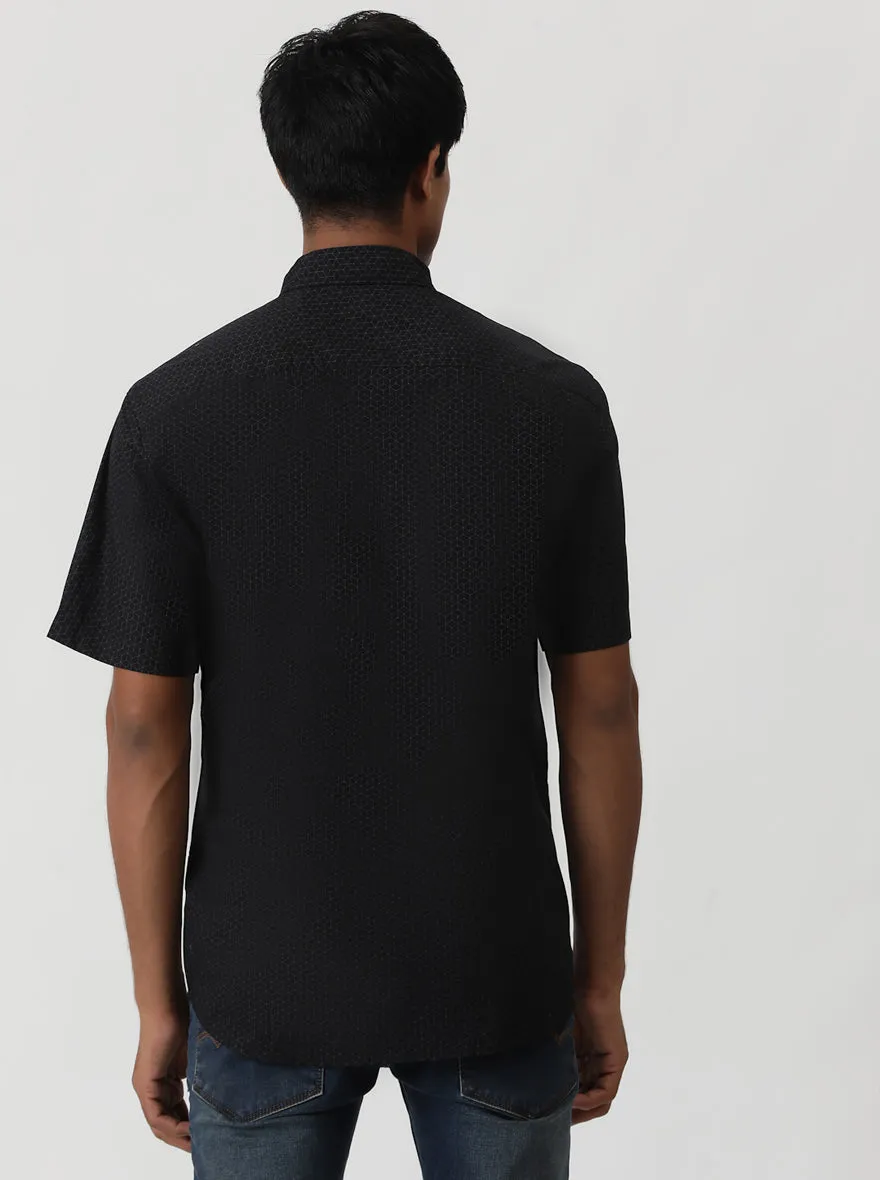 Black Printed Smart Fit Semi Casual Shirt | Greenfibre