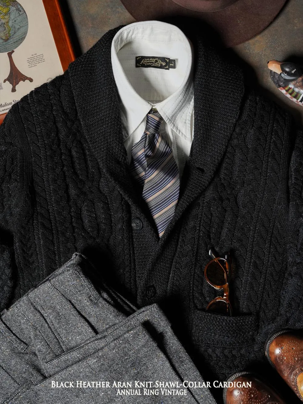 Black Shawl Collar Cardigan