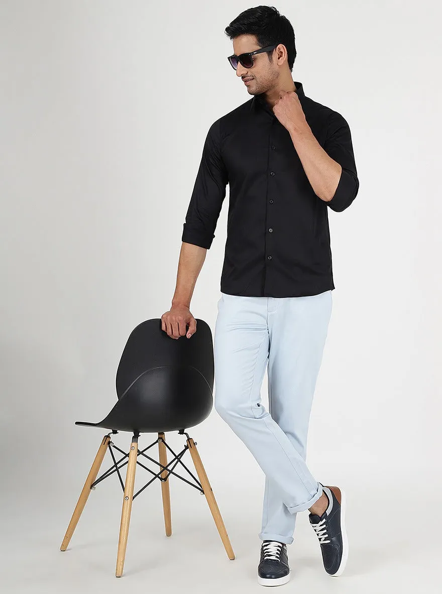 Black Solid Slim Fit Casual Shirt | JadeBlue