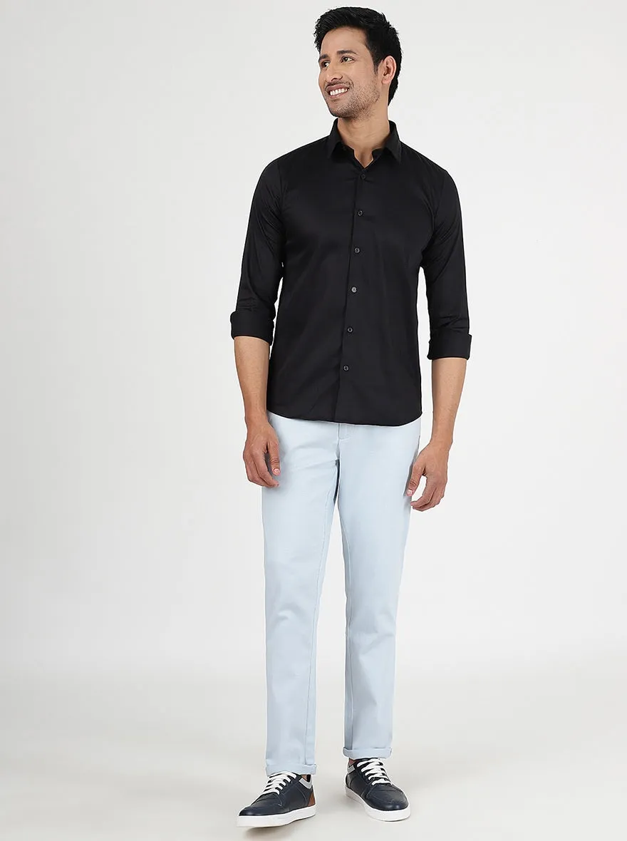 Black Solid Slim Fit Casual Shirt | JadeBlue