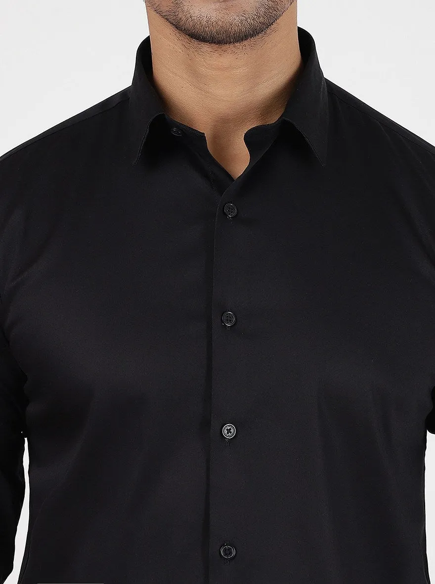 Black Solid Slim Fit Casual Shirt | JadeBlue