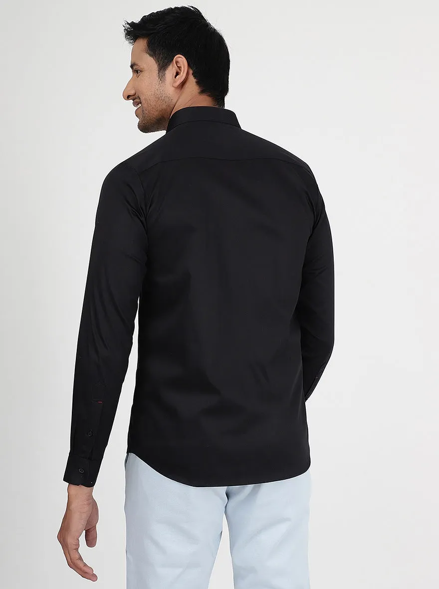Black Solid Slim Fit Casual Shirt | JadeBlue