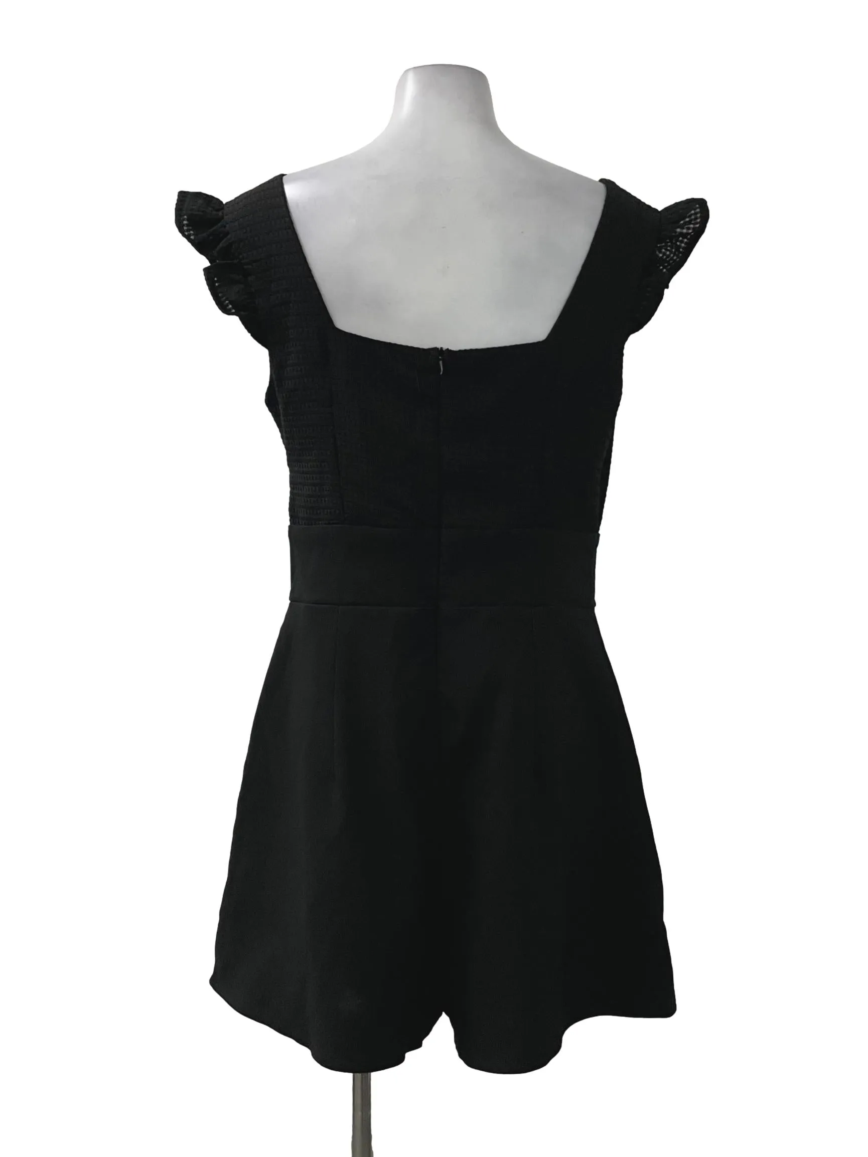Black Sweetheart Textured Romper