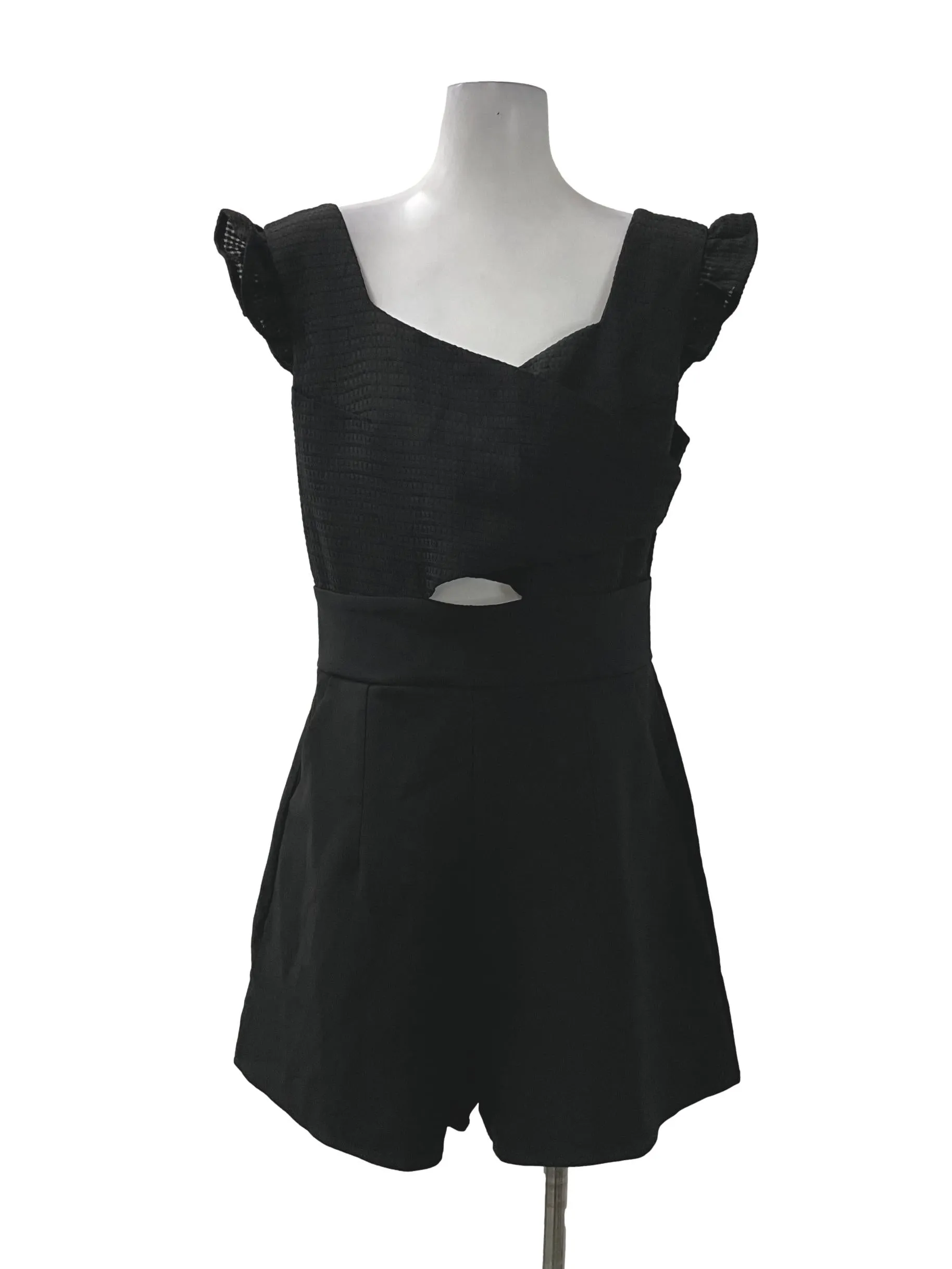 Black Sweetheart Textured Romper