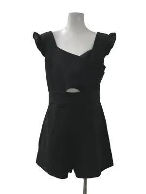 Black Sweetheart Textured Romper