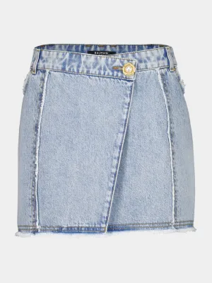 Blue Asymmetric Denim Skirt