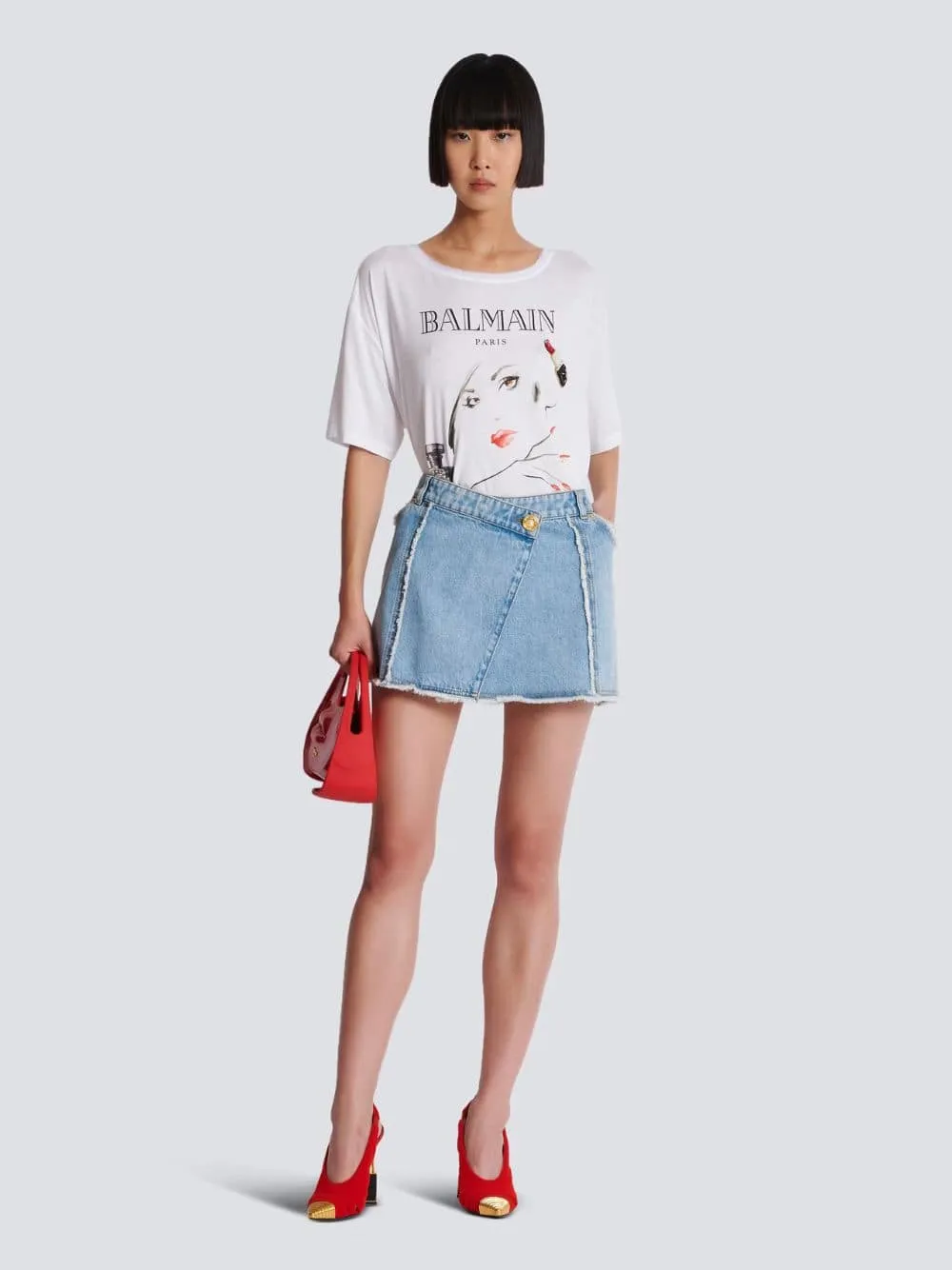 Blue Asymmetric Denim Skirt