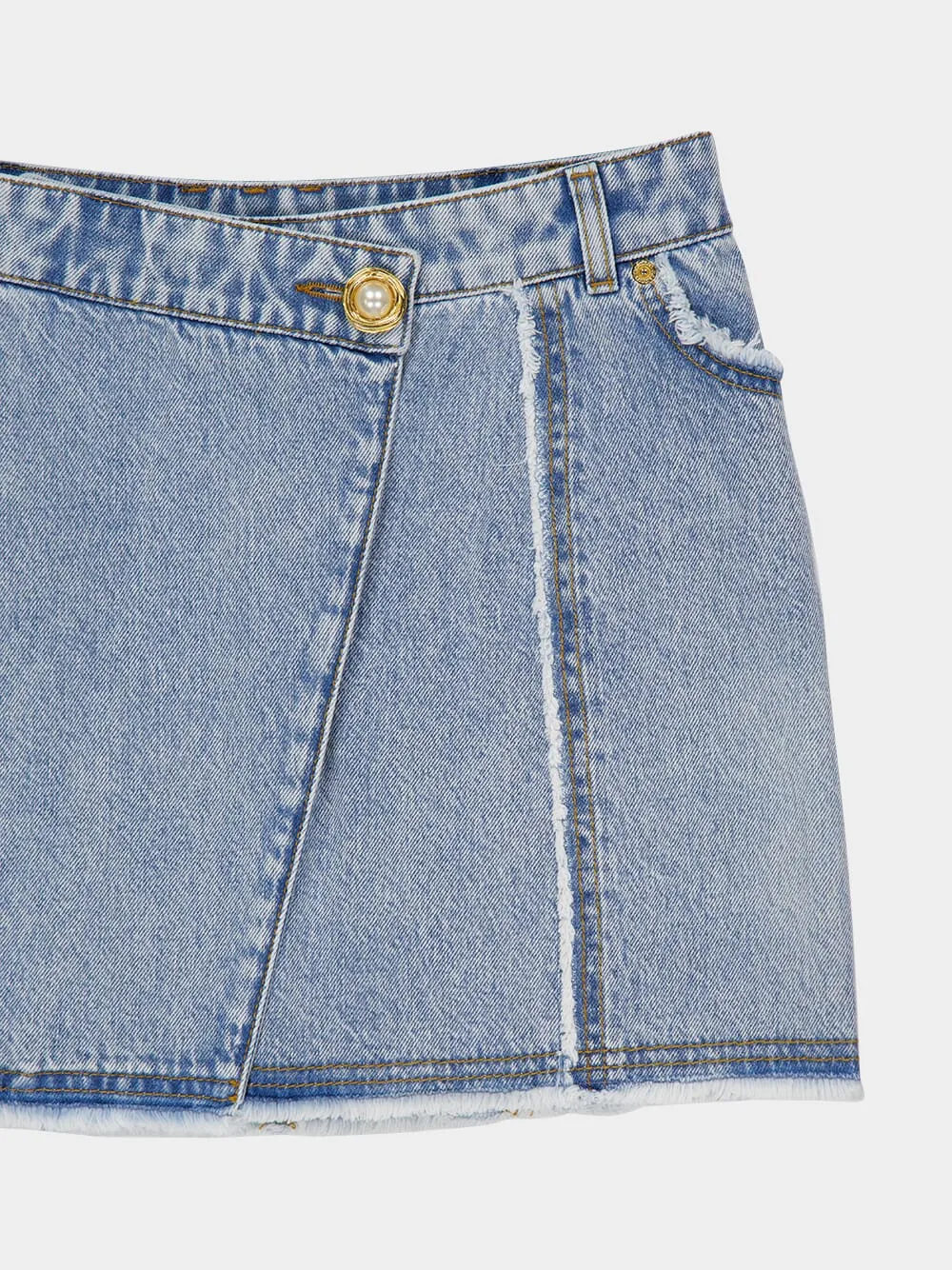 Blue Asymmetric Denim Skirt