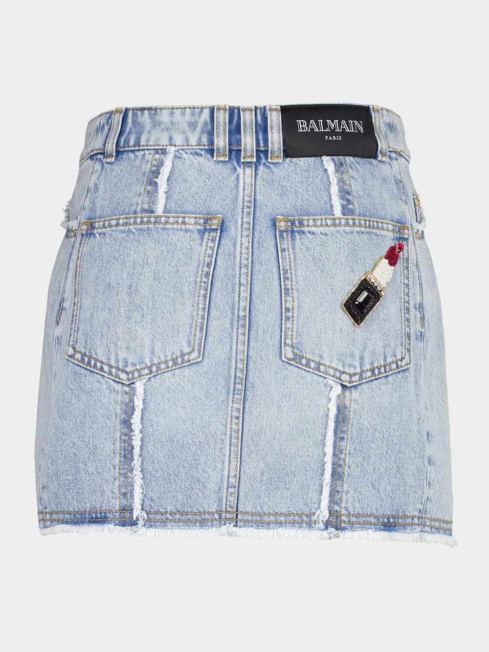 Blue Asymmetric Denim Skirt