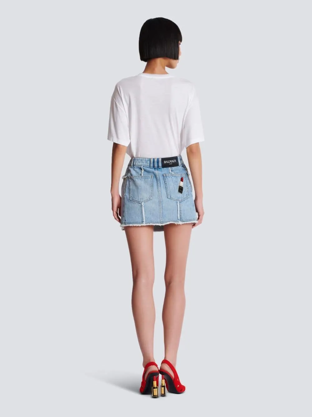 Blue Asymmetric Denim Skirt