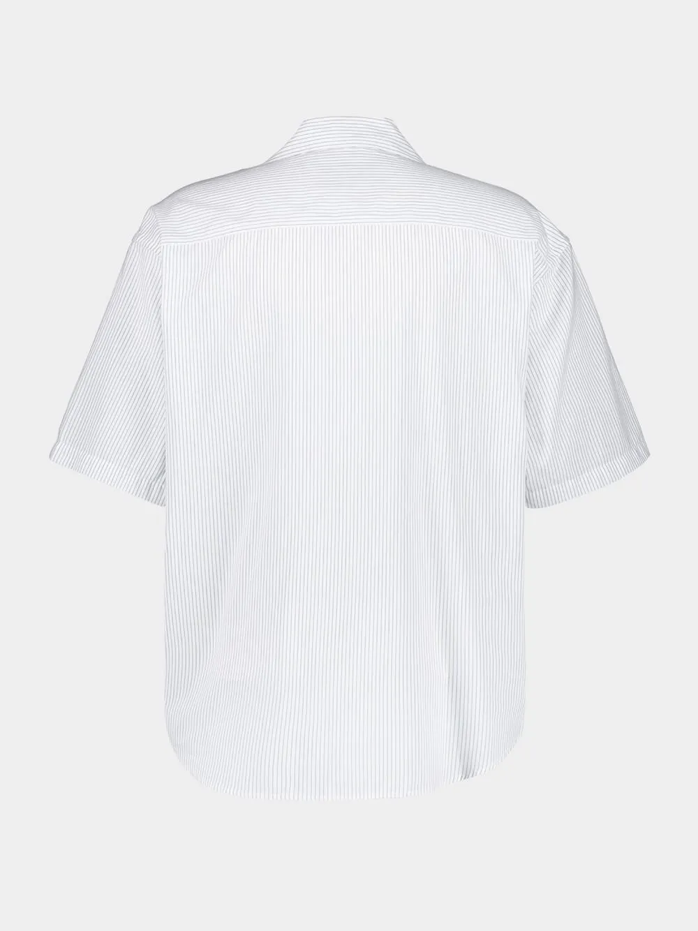 Blue Cotton Camp Collar Short Sleeve Shirt