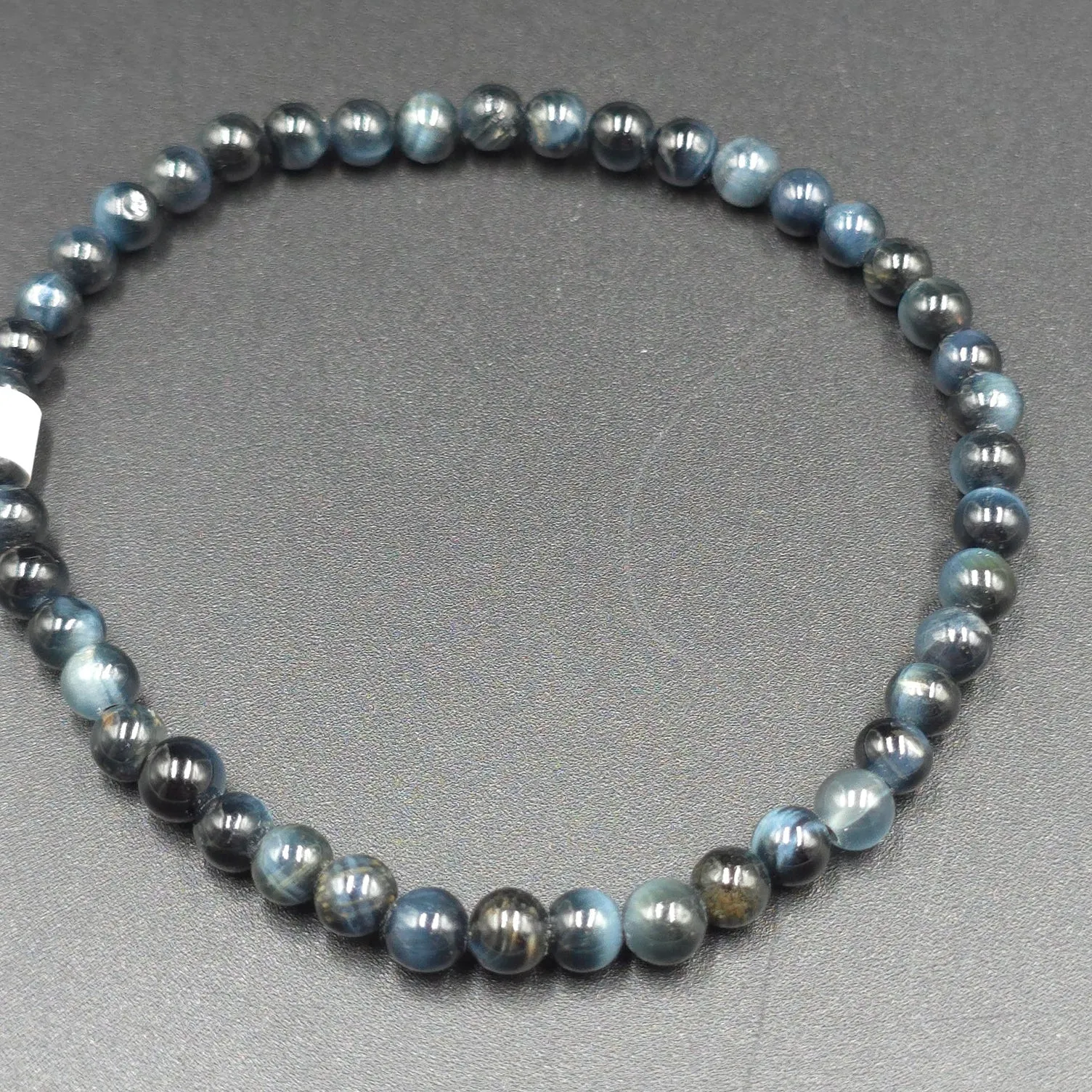 Blue Tiger Eye Bead Bracelet 4mm
