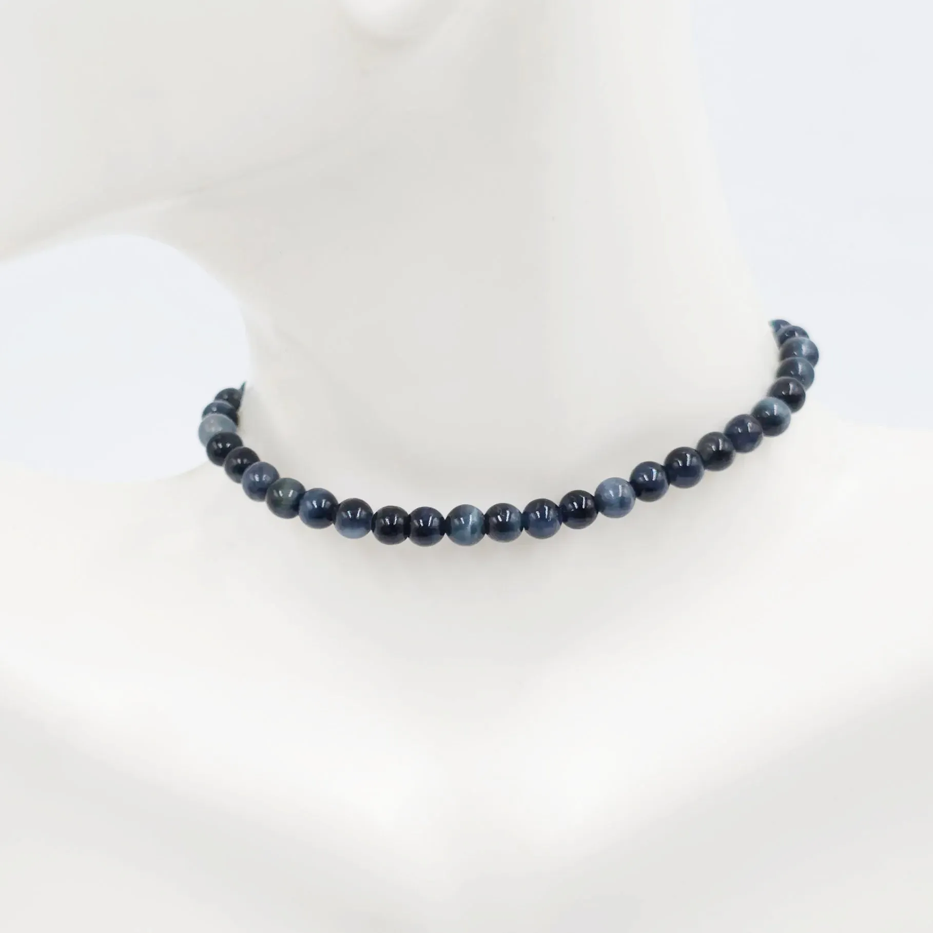 Blue Tiger Eye Bead Bracelet 4mm