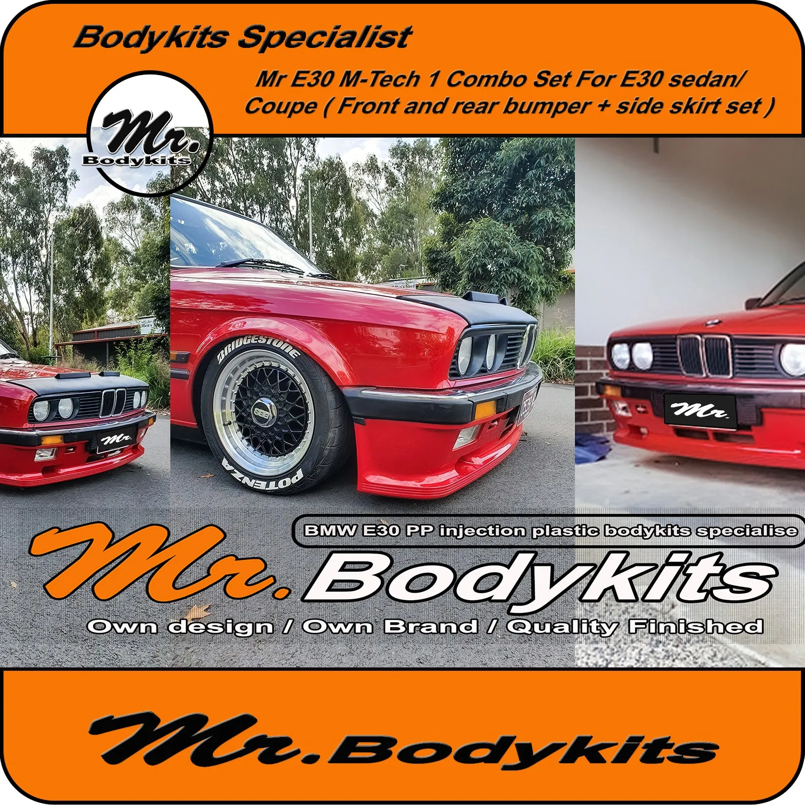 BMW E30 M-Tech 1 Style Bodykits (Front & Rear Bumper   Side Skirts) Combo Set - Sedan/Coupe by Mr Bodykits