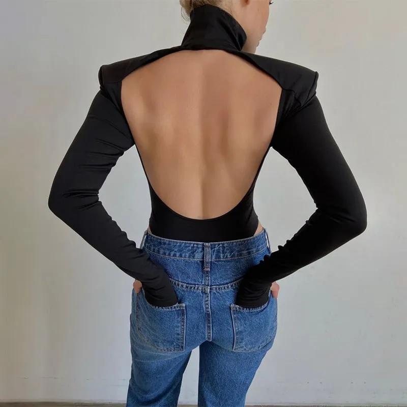 Bold Elegance High Neck Open Back Bodysuit