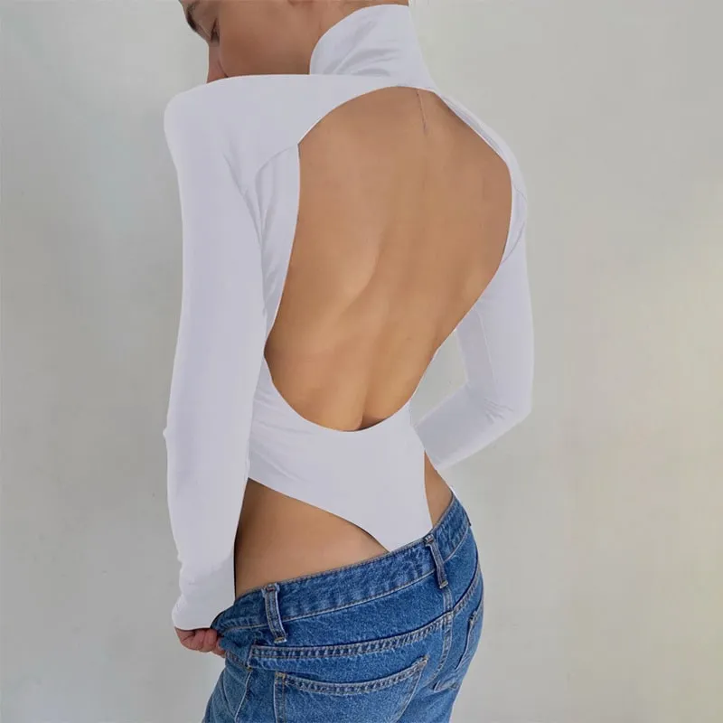Bold Elegance High Neck Open Back Bodysuit