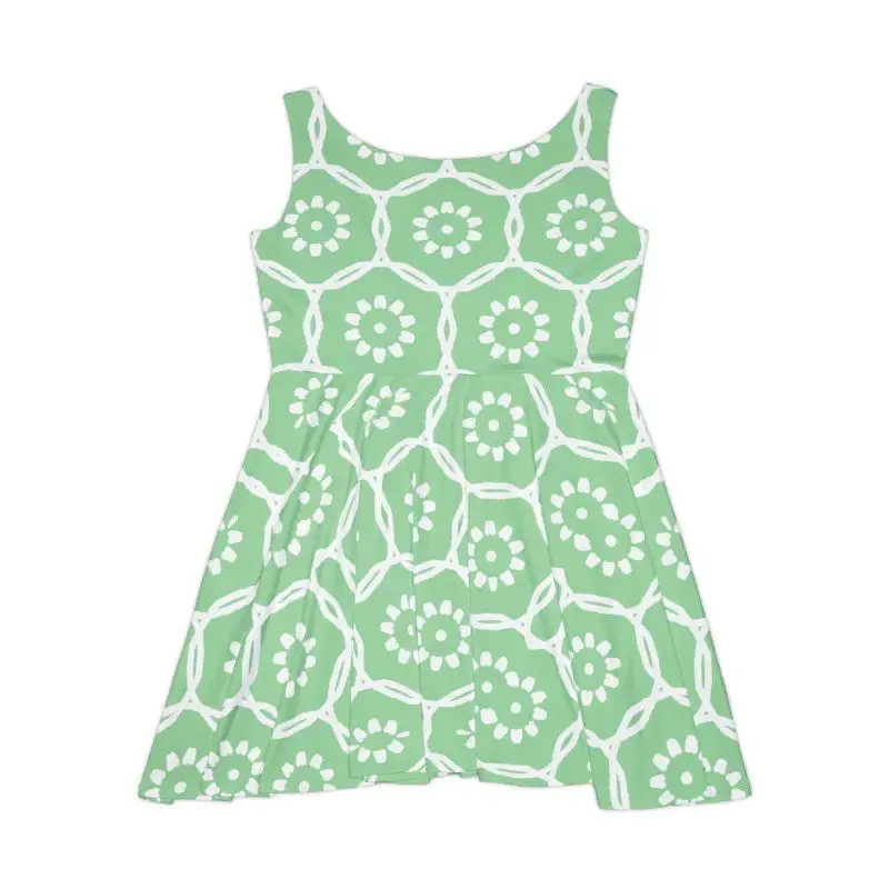 Bold Green Abstract Pattern Womens Skater Dress