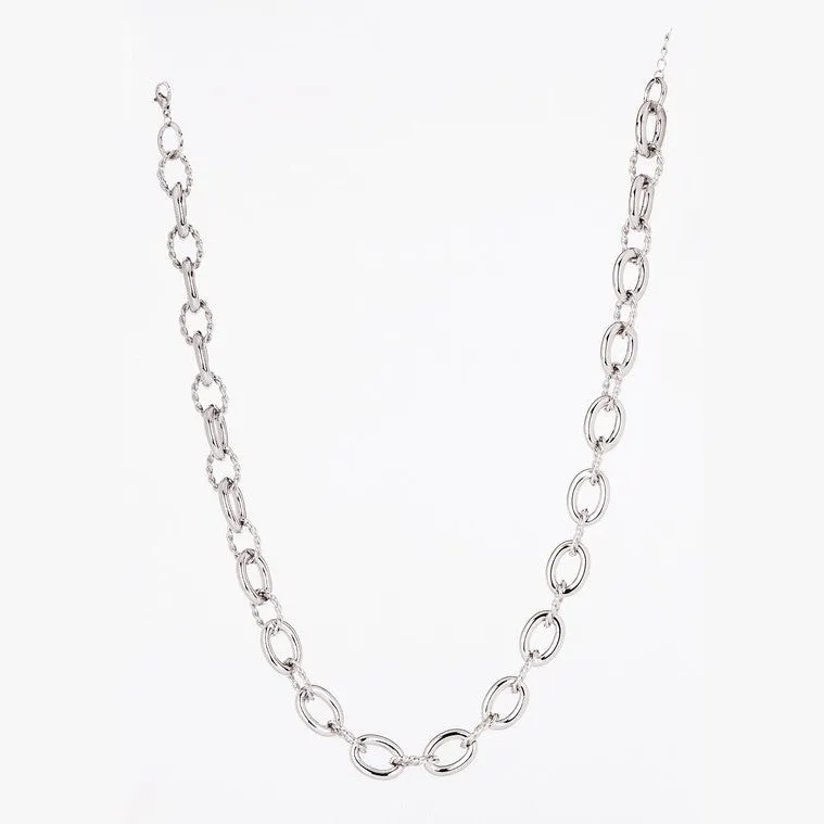 Bold Thick Silver Tone Chain Necklace