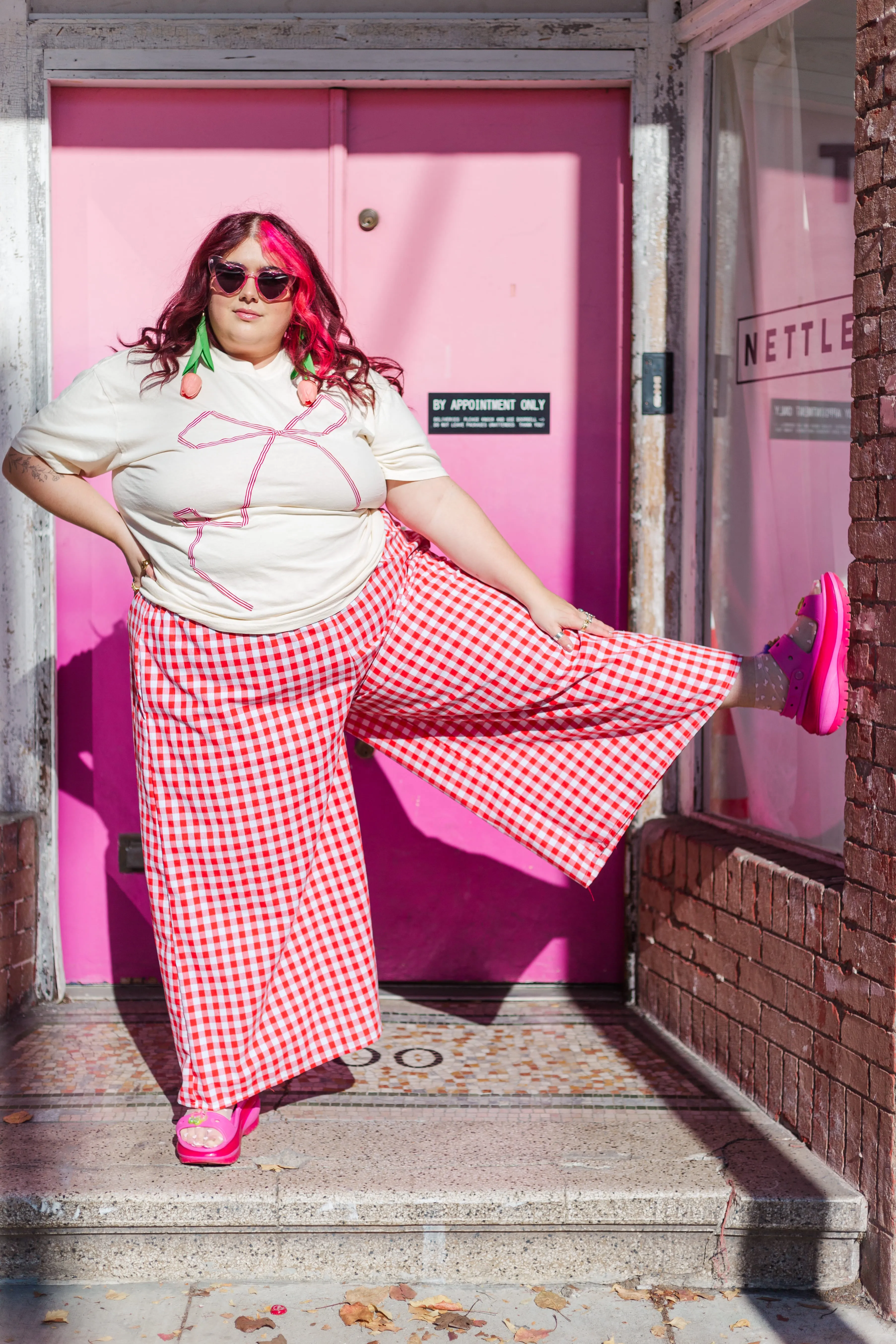 Bow T-Shirt - White/Pink - Size XL (RTS)