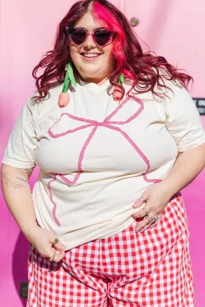 Bow T-Shirt - White/Pink - Size XL (RTS)