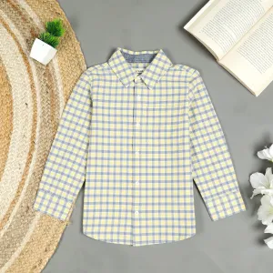 Boys Brushed Cotton Checkered Shirt Bumblebee Yellow