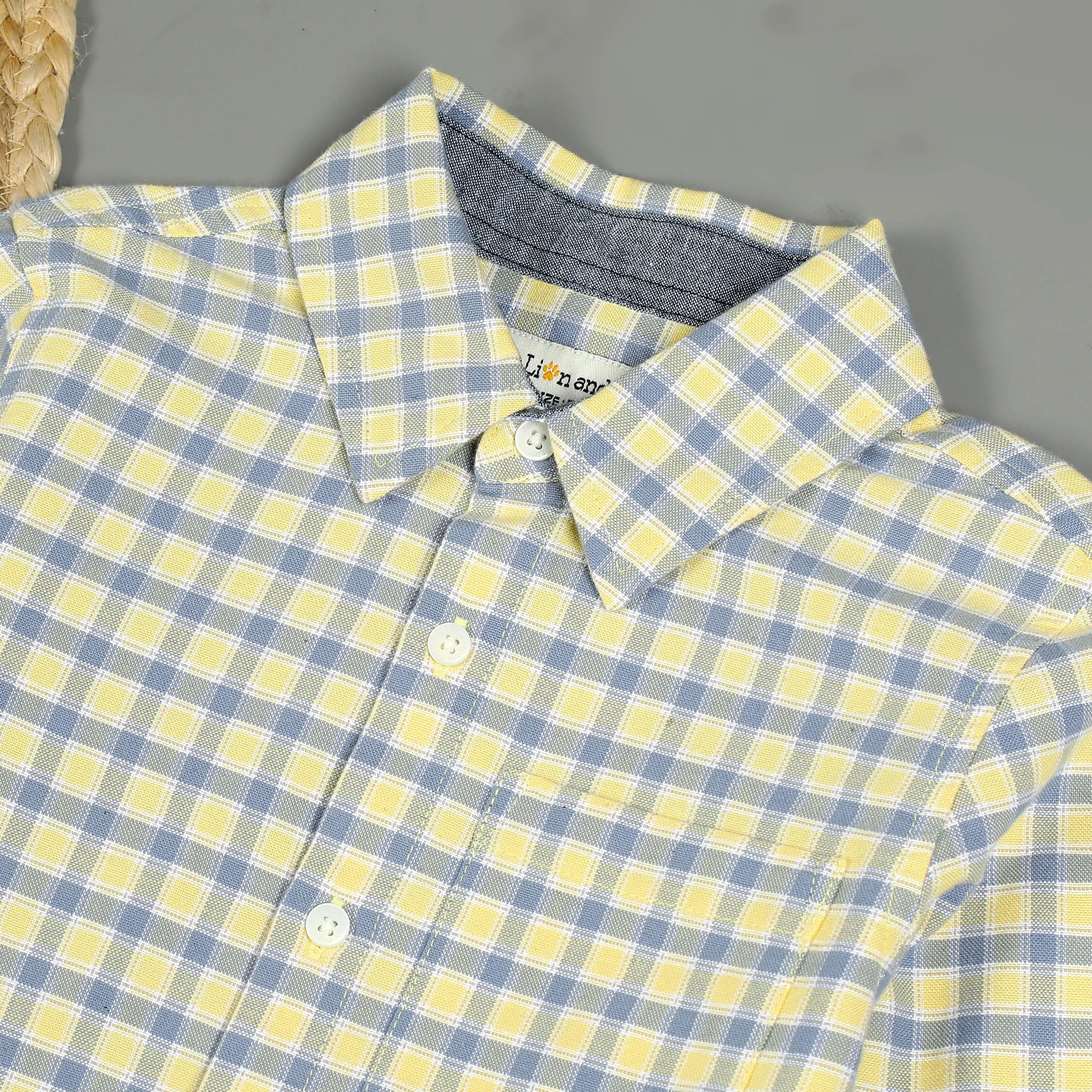 Boys Brushed Cotton Checkered Shirt Bumblebee Yellow
