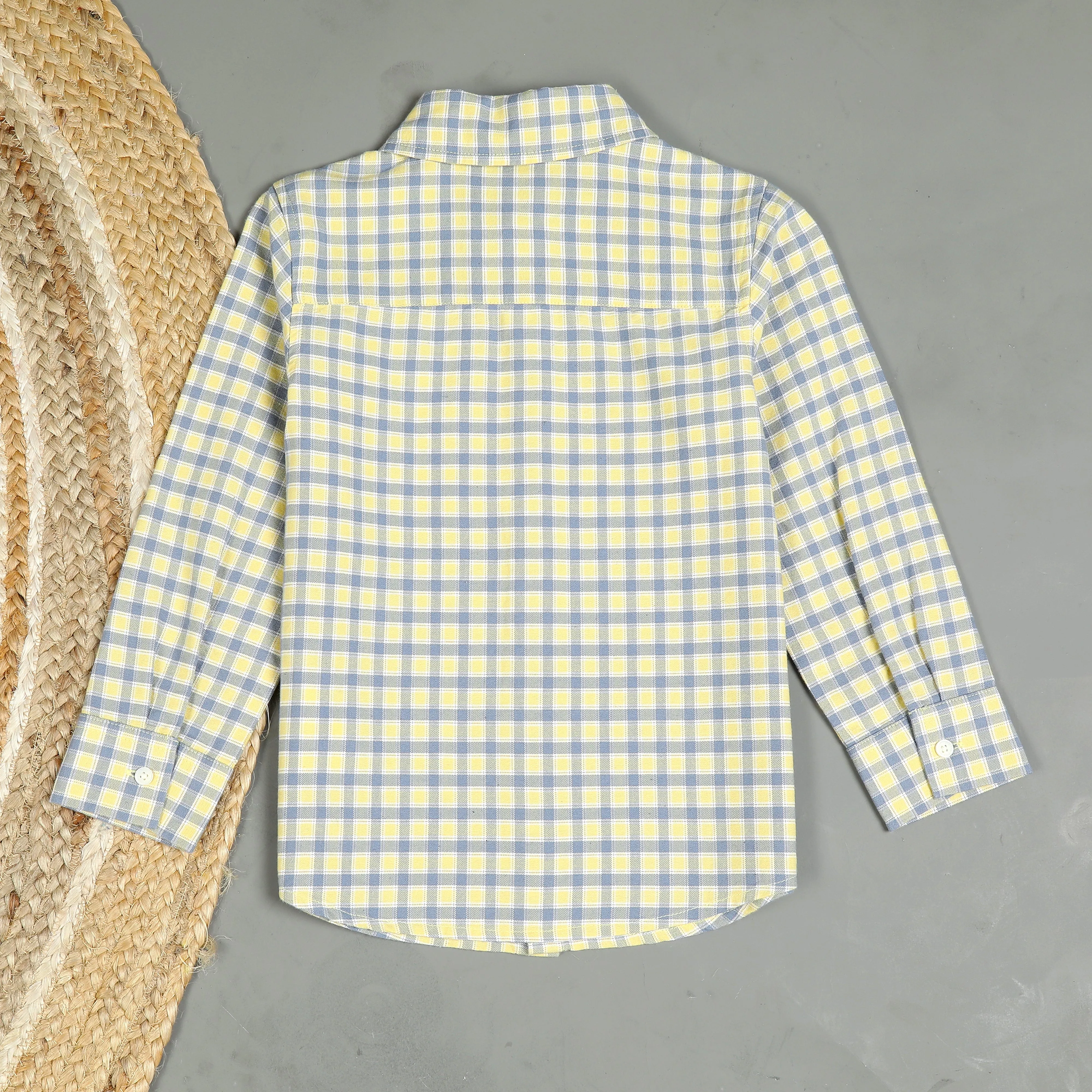 Boys Brushed Cotton Checkered Shirt Bumblebee Yellow